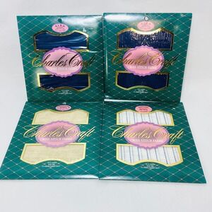 Lot of 4 Charles Craft Cross Stitch Fabric Variety 14-Count 8.5-count  12" x 18"